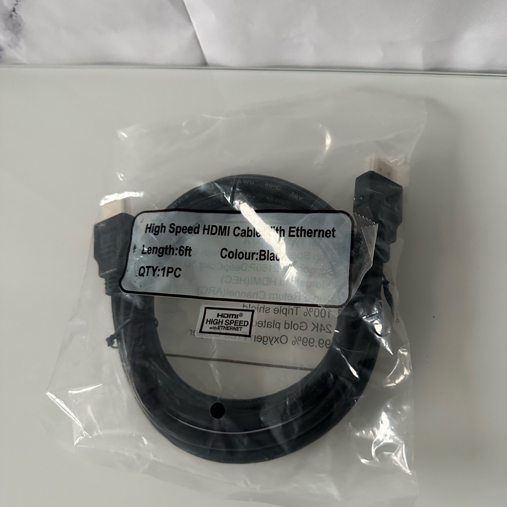 HIGH SPEED HDMI CABLE WITH ETHERNET - NEW 6 FT